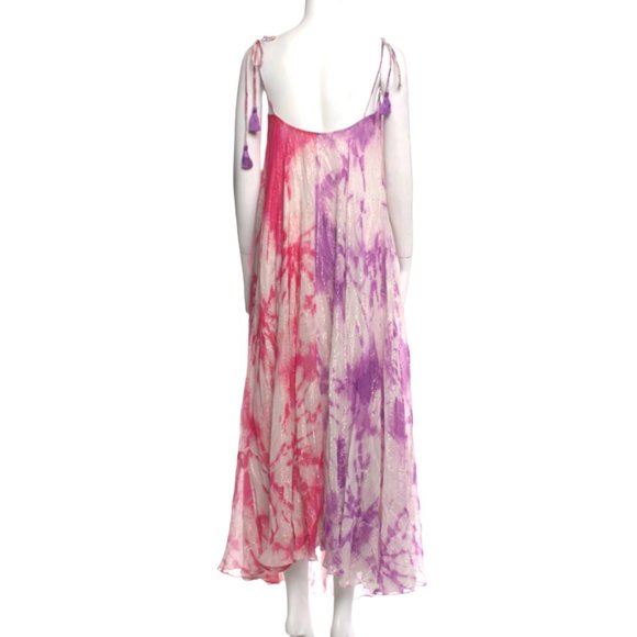 Rococo Sand Ava Maxi Dress Small Fuchsia Metallic Tie Dye Boho Dress New - Picture 3 of 6